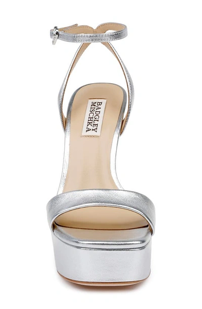Badgley Mischka Caia Crystal Heart Platform Sandals In Silver