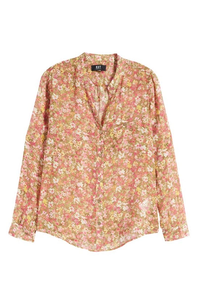 Shop Kut From The Kloth Jasmine Chiffon Button-up Shirt In Potenza-olive/ Pink