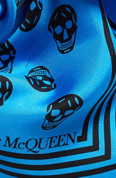 Shop Alexander Mcqueen Skull Square Silk Scarf In Lapis Blue/ Black