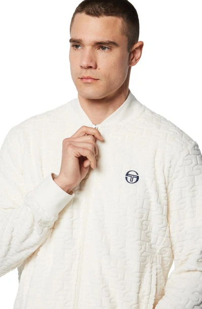 Shop Sergio Tacchini Livata Logo Jacquard Cotton Blend French Terry Track Jacket In Gardenia