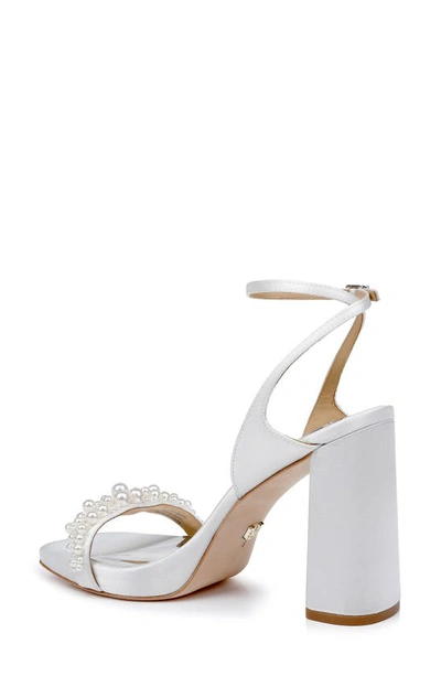 Shop Badgley Mischka Calida Ankle Strap Satin Sandal In Soft White