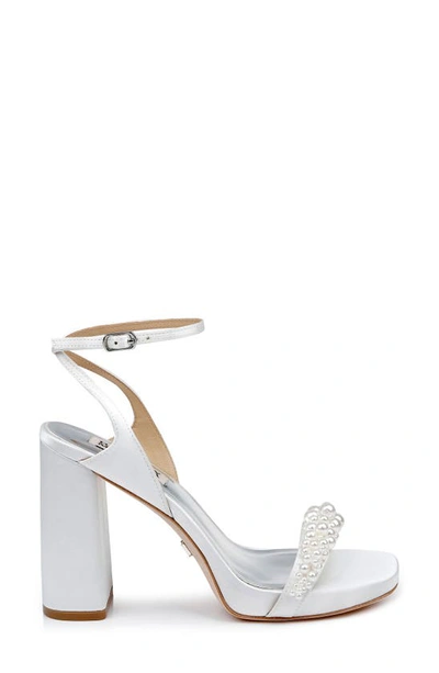 Shop Badgley Mischka Calida Ankle Strap Satin Sandal In Soft White