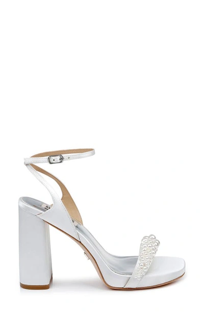 Shop Badgley Mischka Collection Calida Ankle Strap Satin Sandal In Soft White