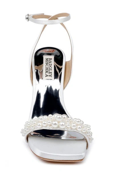 Badgley Mischka Calida Ankle Strap Satin Sandal In Soft White