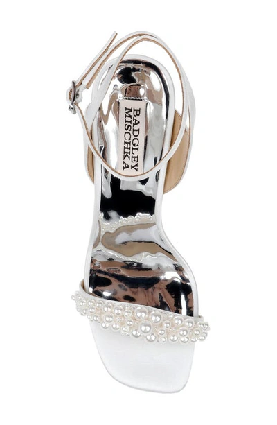 Shop Badgley Mischka Collection Calida Ankle Strap Satin Sandal In Soft White