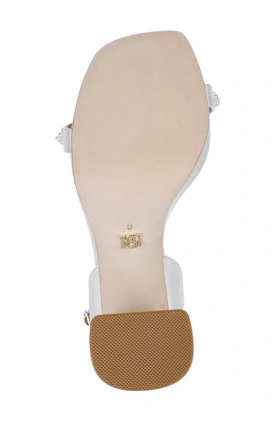 Shop Badgley Mischka Calida Ankle Strap Satin Sandal In Soft White