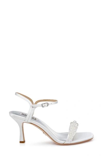 Shop Badgley Mischka Caitlyn Metallic Satin Sandal In Soft White