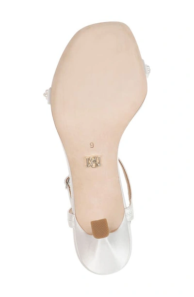 Shop Badgley Mischka Collection Caitlyn Metallic Satin Sandal In Soft White
