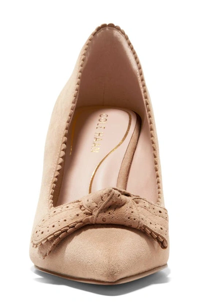 Shop Cole Haan Bellport Bow Pointed Toe Pump In Blush Tan Suede