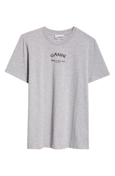 Shop Ganni Organic Cotton Logo Graphic T-shirt In Paloma Melange