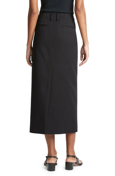 Shop Vince Straight Fit Stretch Cotton Midi Skirt In Black