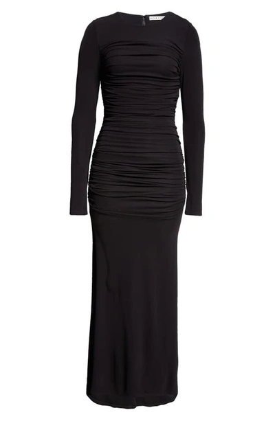 Shop Alice And Olivia Katherina Ruched Long Sleeve Maxi Dress In Black
