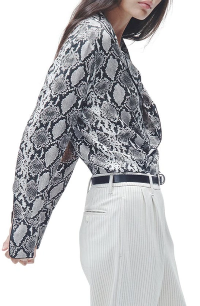 Shop Rag & Bone Aurora Snakeskin Print Silk Blend Button-up Shirt In Snake Print