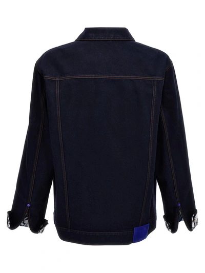 Burberry Denim Jacket With Chest Pockets And Contrast Stitching In Blue