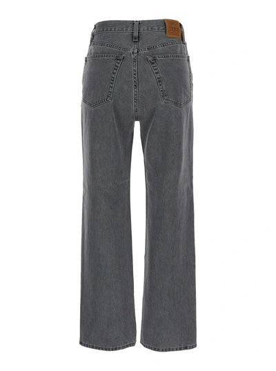 Shop Totême Grey Straight High Waist Jeans In Cotton Woman