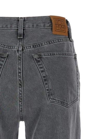 Shop Totême Grey Straight High Waist Jeans In Cotton Woman