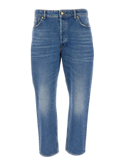 Shop Golden Goose Blue Denim 'new Happy' Jeans In Cotton Man