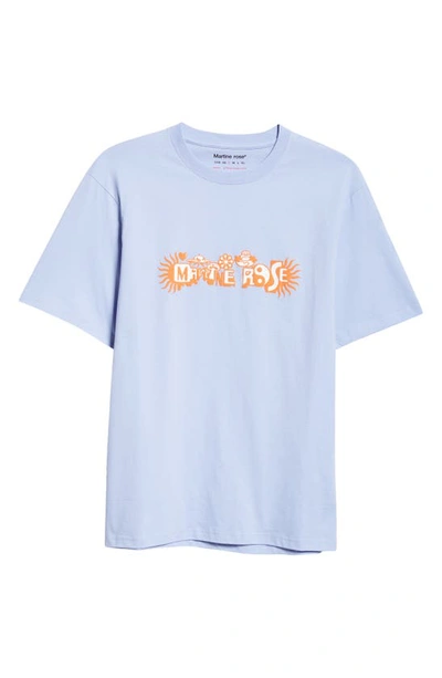 Shop Martine Rose Classic Cotton Graphic T-shirt In Pale Blue/ Megatrip