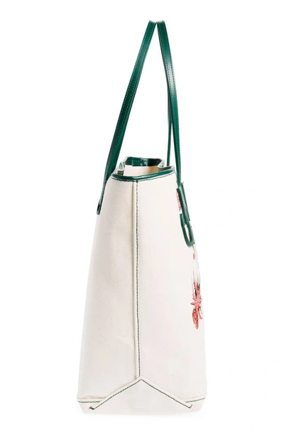 Shop Jw Anderson Anchor Floral Embroidered Tall Tote In Natural/ Multi
