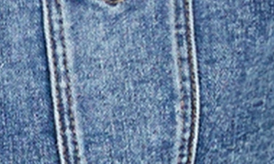 Hint Of Blu Frayed Crop Denim Jacket In Swiss Blue