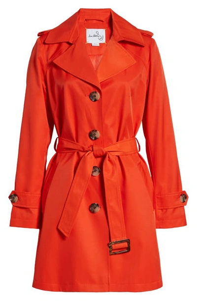 Shop Sam Edelman Buckle Belt Trench Coat In Orange Poppy