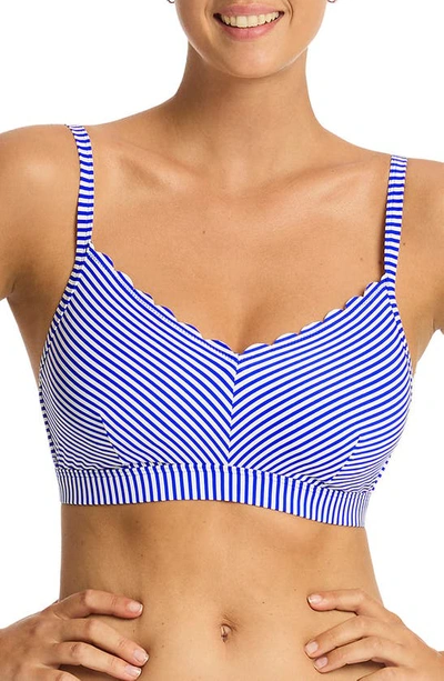 Shop Sea Level Varsity Dd- & E-cup Bikini Top In Cobalt