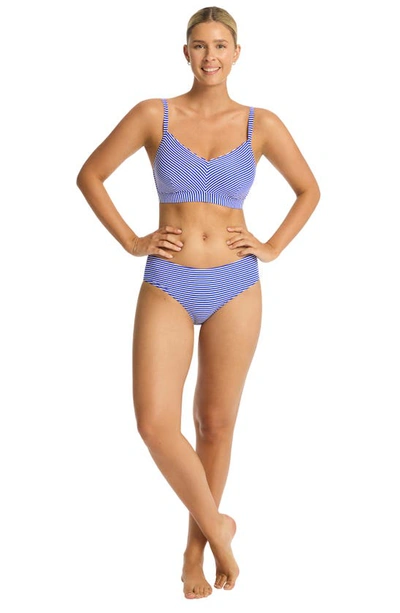 Shop Sea Level Varsity Dd- & E-cup Bikini Top In Cobalt