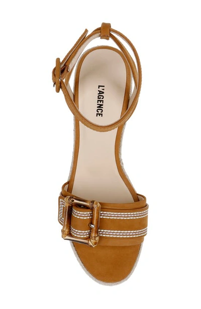 Shop L Agence Aurore Ankle Strap Espadrille Platform Wedge Sandal In Buckskin