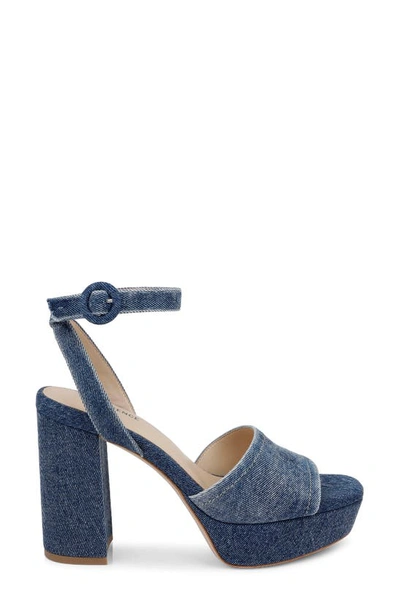 Shop L Agence Andree Ankle Strap Platform Sandal In Dark Blue Denim