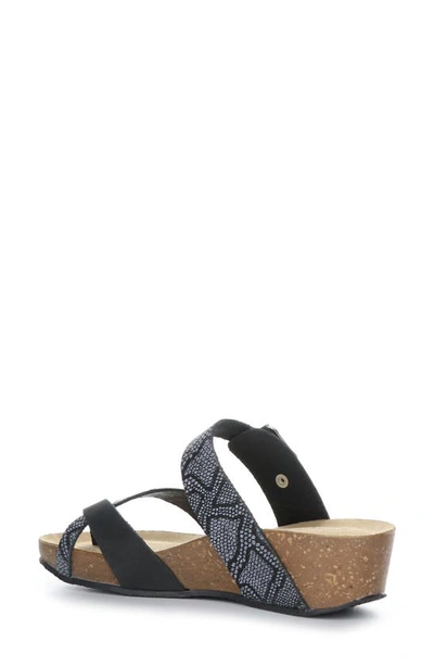 Shop Bos. & Co. Lively Slide Sandal In Black Nubuck/snake Printdnu