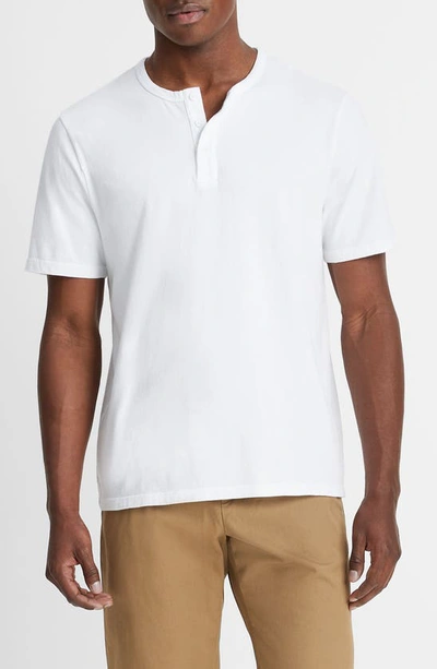 Shop Vince Garment Dyed Short Sleeve Henley In Optic White