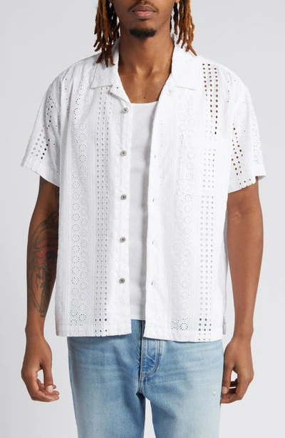 Shop Obey Sunday Short Sleeve Camp Shirt In White