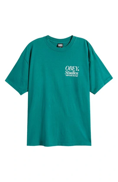 Shop Obey Studios Icon Logo Graphic T-shirt In Adventure Green