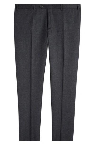 Shop Canali Trim Fit Impeccabile Wool Pants In Dark Grey