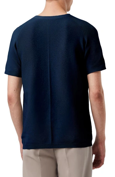 Alphatauri Fosos Seamless Short Sleeve 3d Performance Knit Sweater In Navy