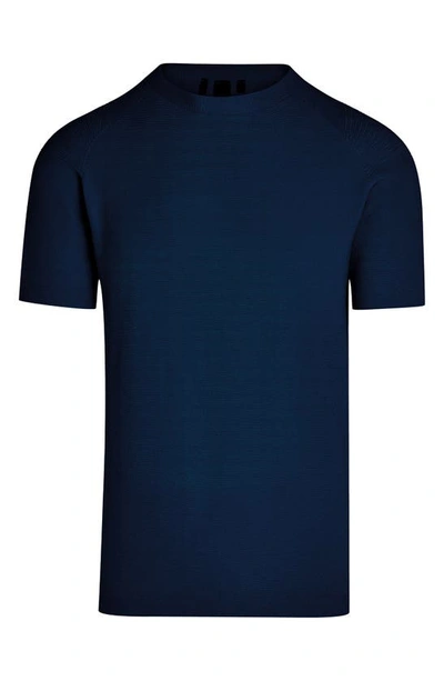 Alphatauri Fosos Seamless Short Sleeve 3d Performance Knit Sweater In Navy
