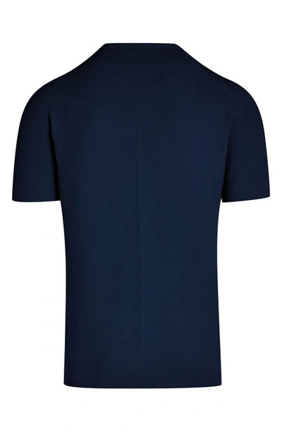 Alphatauri Fosos Seamless Short Sleeve 3d Performance Knit Sweater In Navy