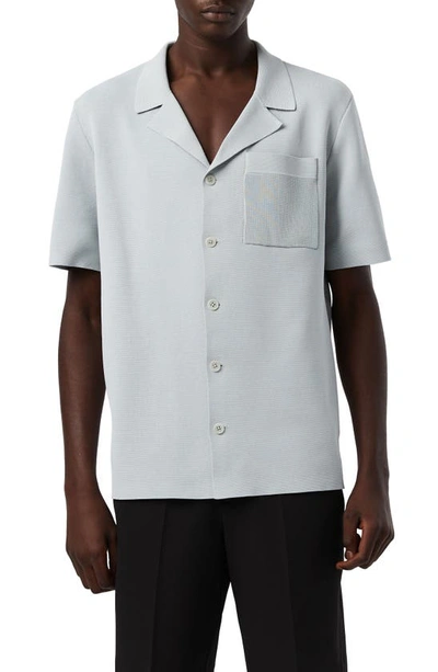 Shop Alphatauri Fanoa Short Sleeve Button-up Knit Shirt In Sage