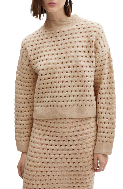Shop Mango Openwork Dot Sweater In Light/ Pastel Grey