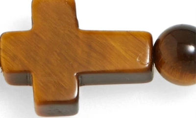 Caputo & Co . Tiger's-eye Cross Macrame Bracelet In Tiger Eye