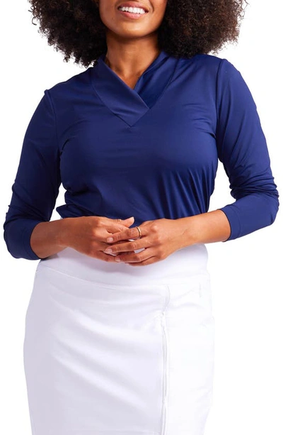 Shop Kinona Lovely Layer Long Sleeve Top In Navy Blue