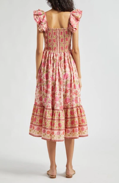 Mille Olympia Smocked Midi Dress In Desert Bloom