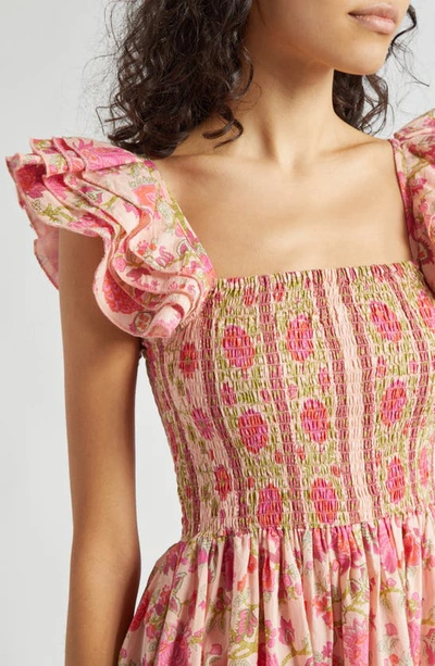 Mille Olympia Smocked Midi Dress In Desert Bloom