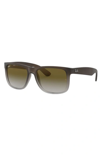 Shop Ray Ban Justin 54mm Rectangular Sunglasses In Gradient Brown