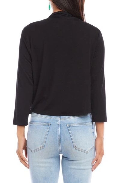 Karen Kane Womens Solid Knit Cardigan Sweater In Black