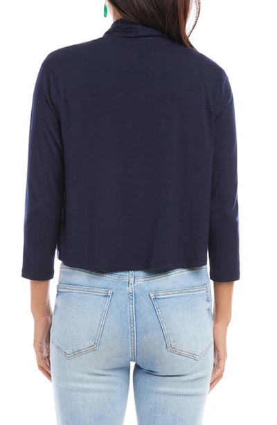 Shop Karen Kane Calli Draped Open Front Cardigan In Navy