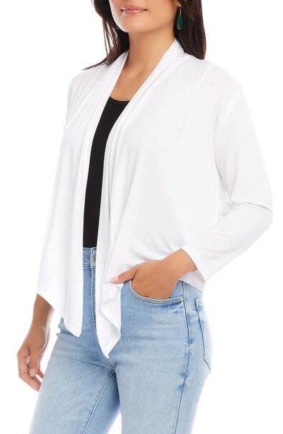 Shop Karen Kane Calli Draped Open Front Cardigan In Off White