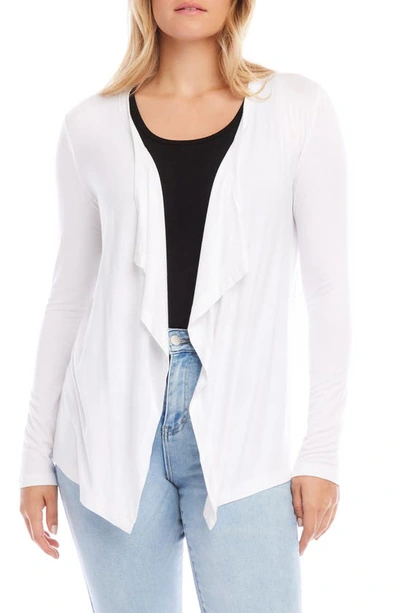 Shop Karen Kane Poppy Draped Open Front Cardigan In Off White