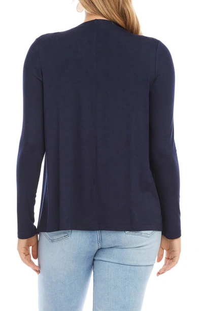 Shop Karen Kane Poppy Draped Open Front Cardigan In Navy