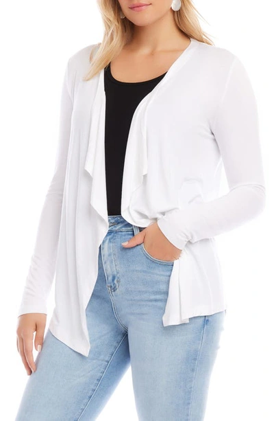 Shop Karen Kane Poppy Draped Open Front Cardigan In Off White